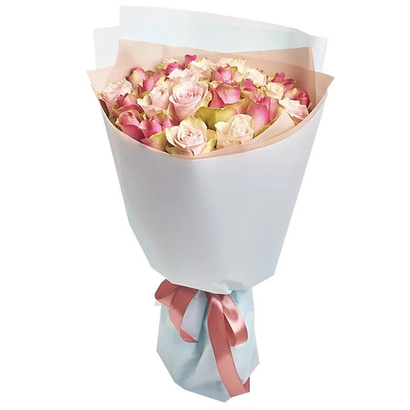 Композиция из 15 нежных розовых роз премиум (70см)